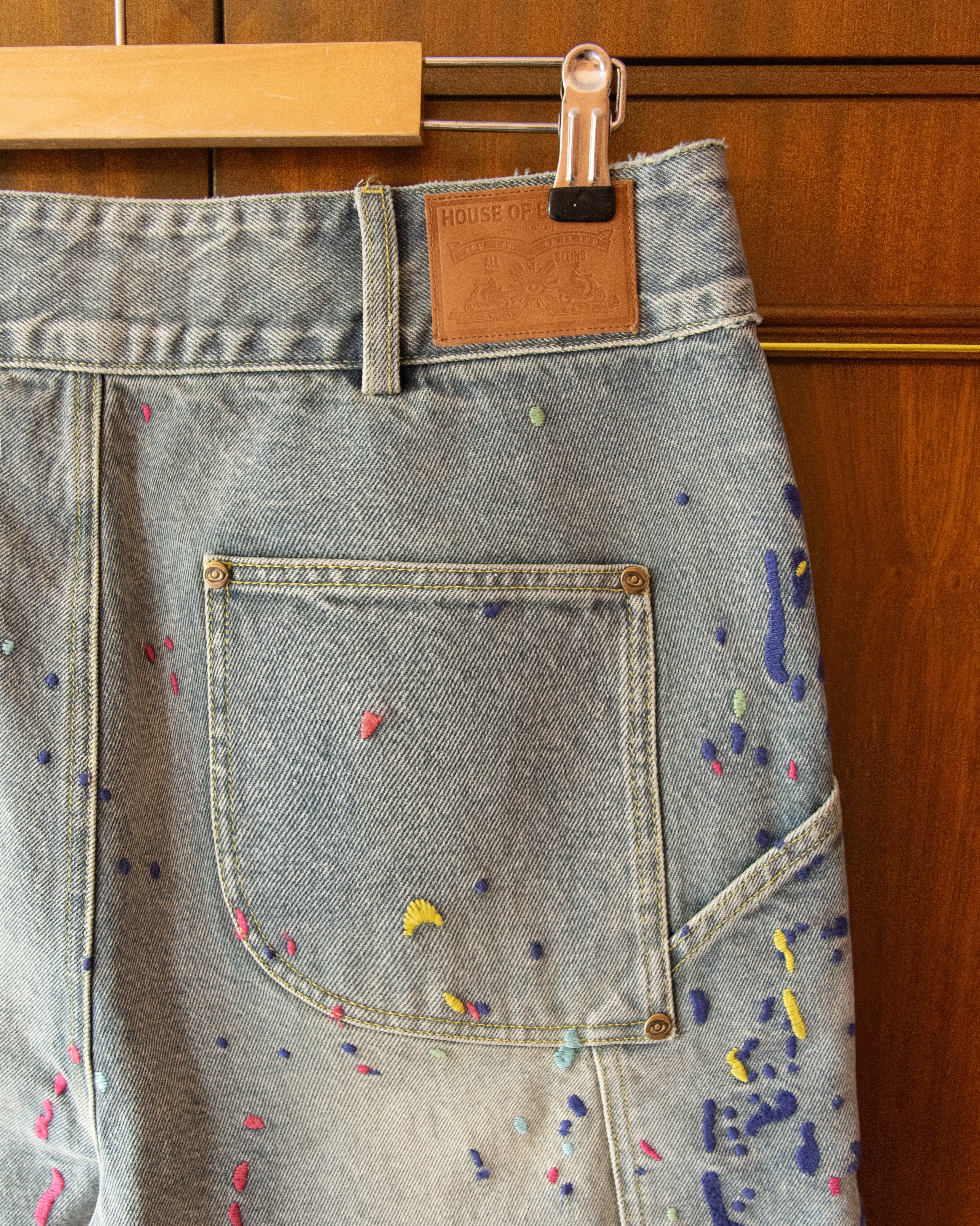 EMBROIDERED CARPENTER DENIM SHORTS - Image 5