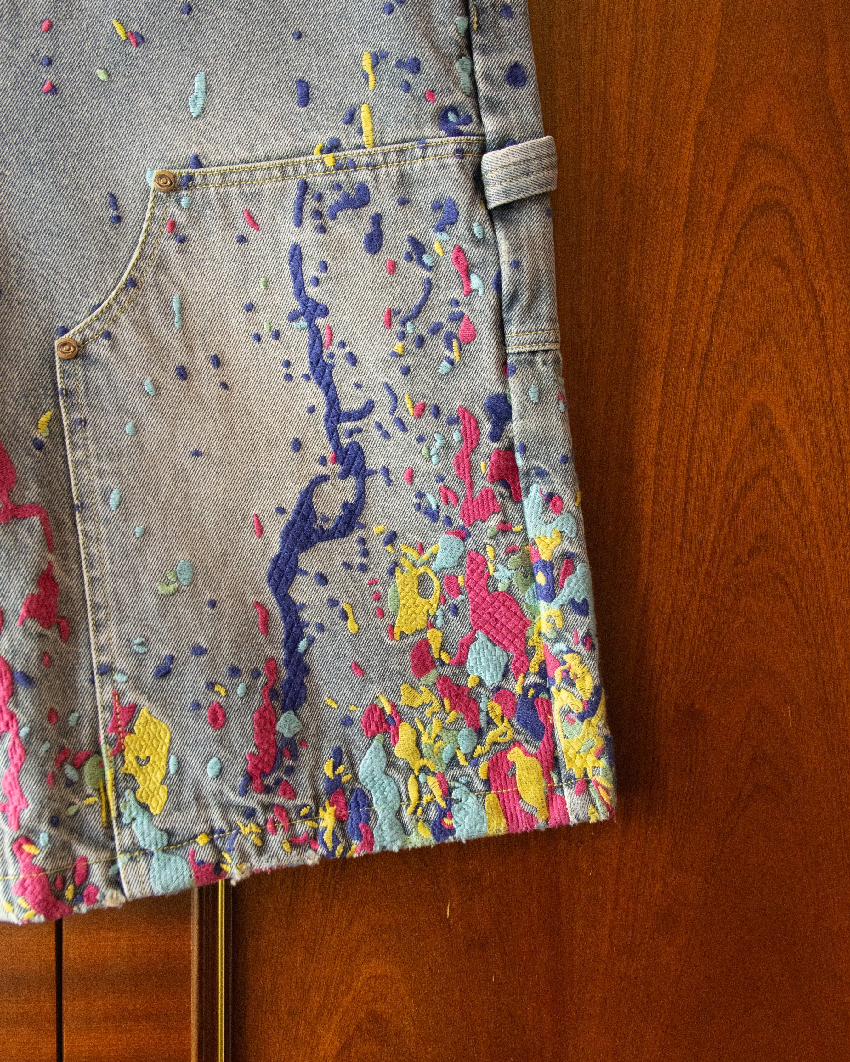 EMBROIDERED CARPENTER DENIM SHORTS - Image 6