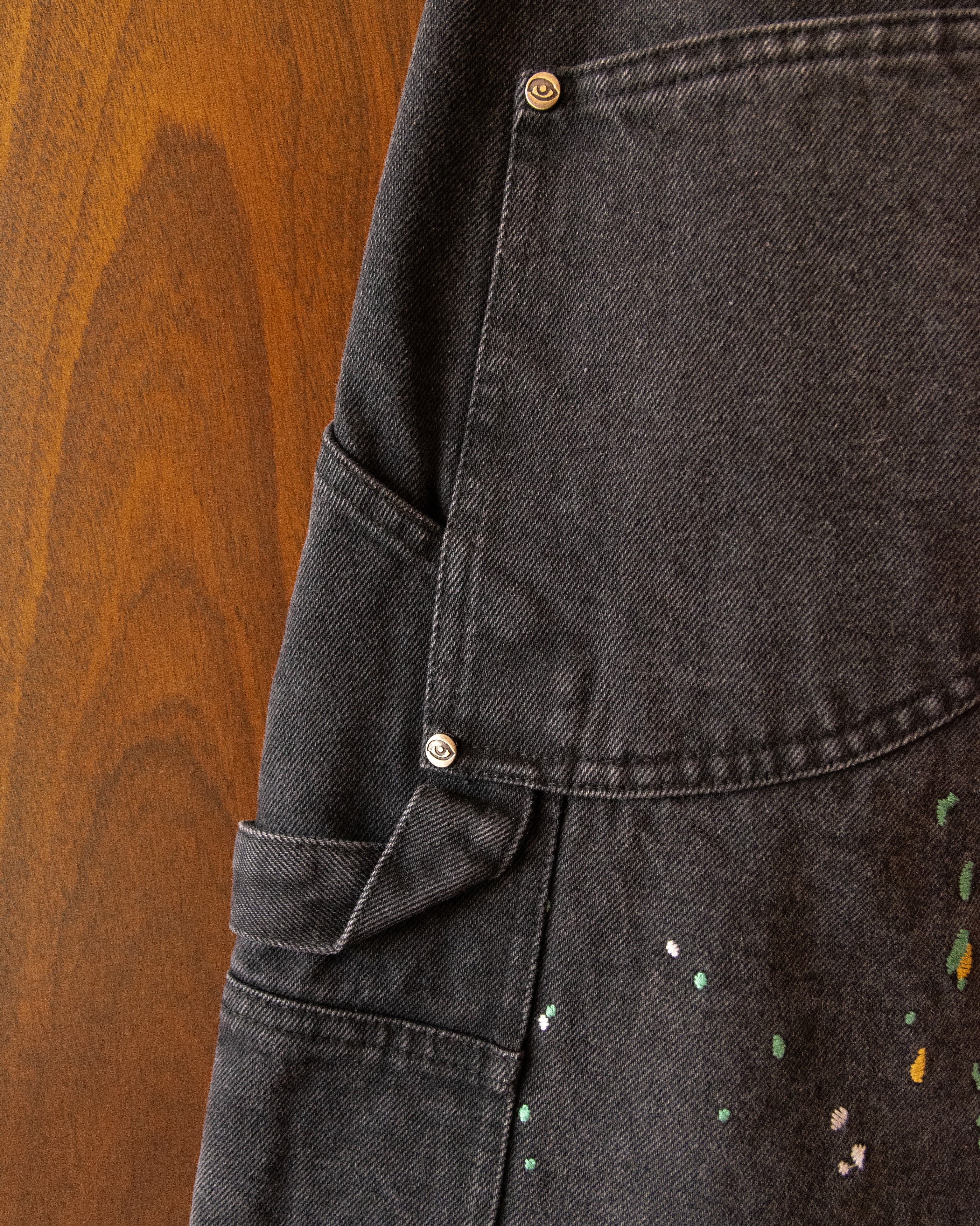 EMBROIDERED CARPENTER JEANS IN FADED BLACK - Image 6