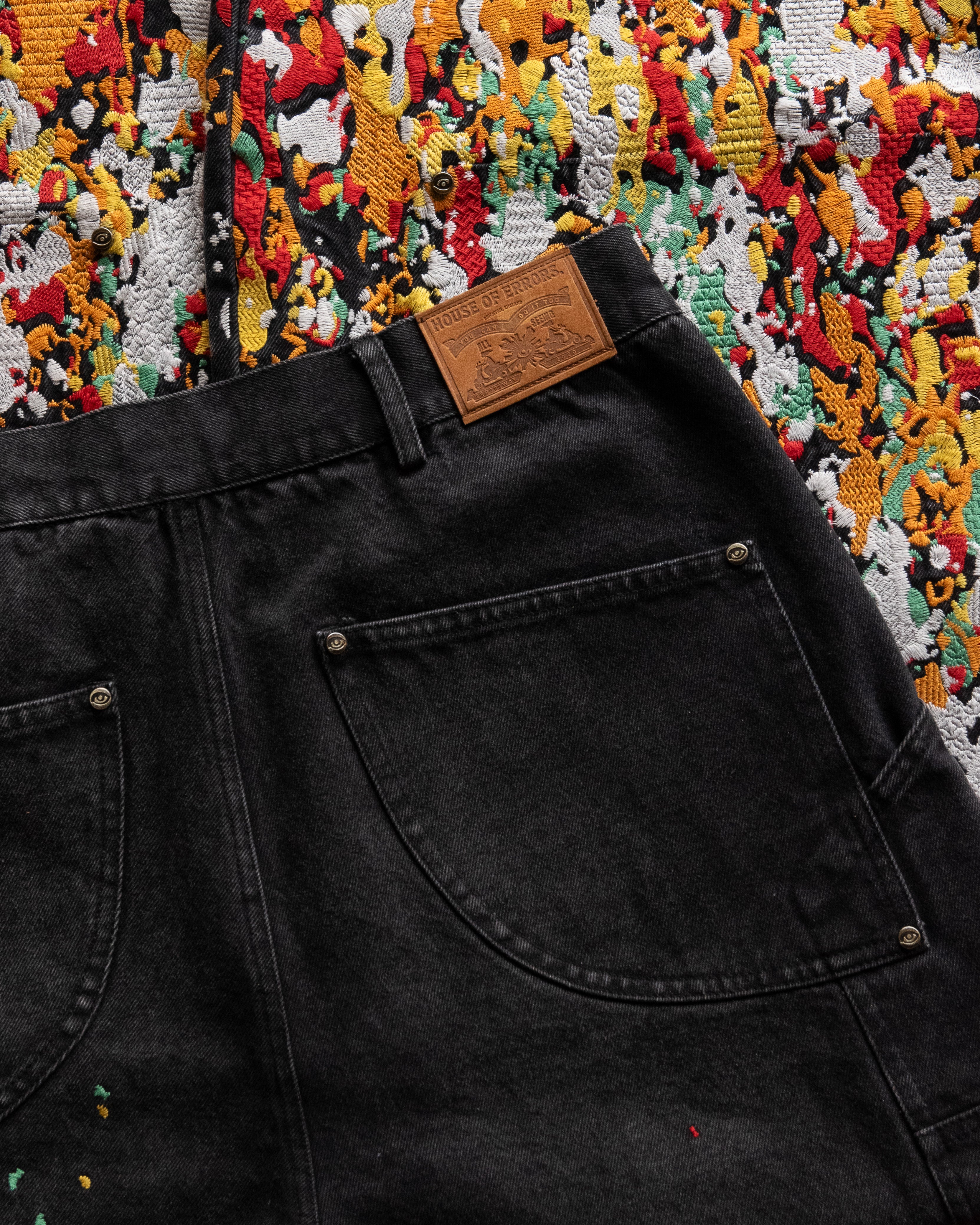 EMBROIDERED CARPENTER JEANS IN FADED BLACK - Image 9