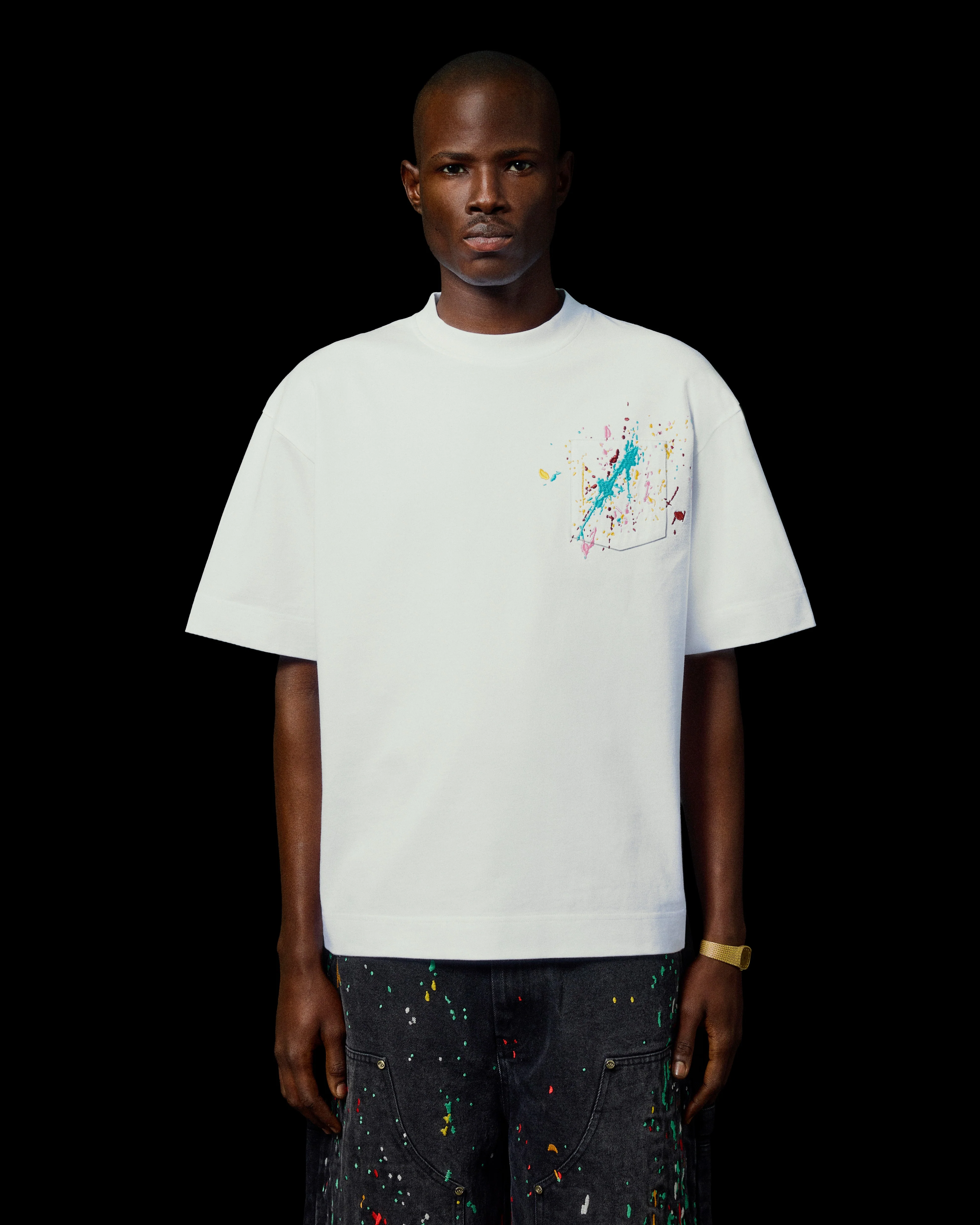 EMBROIDERED PAINT SPLATTER TEE - Image 4