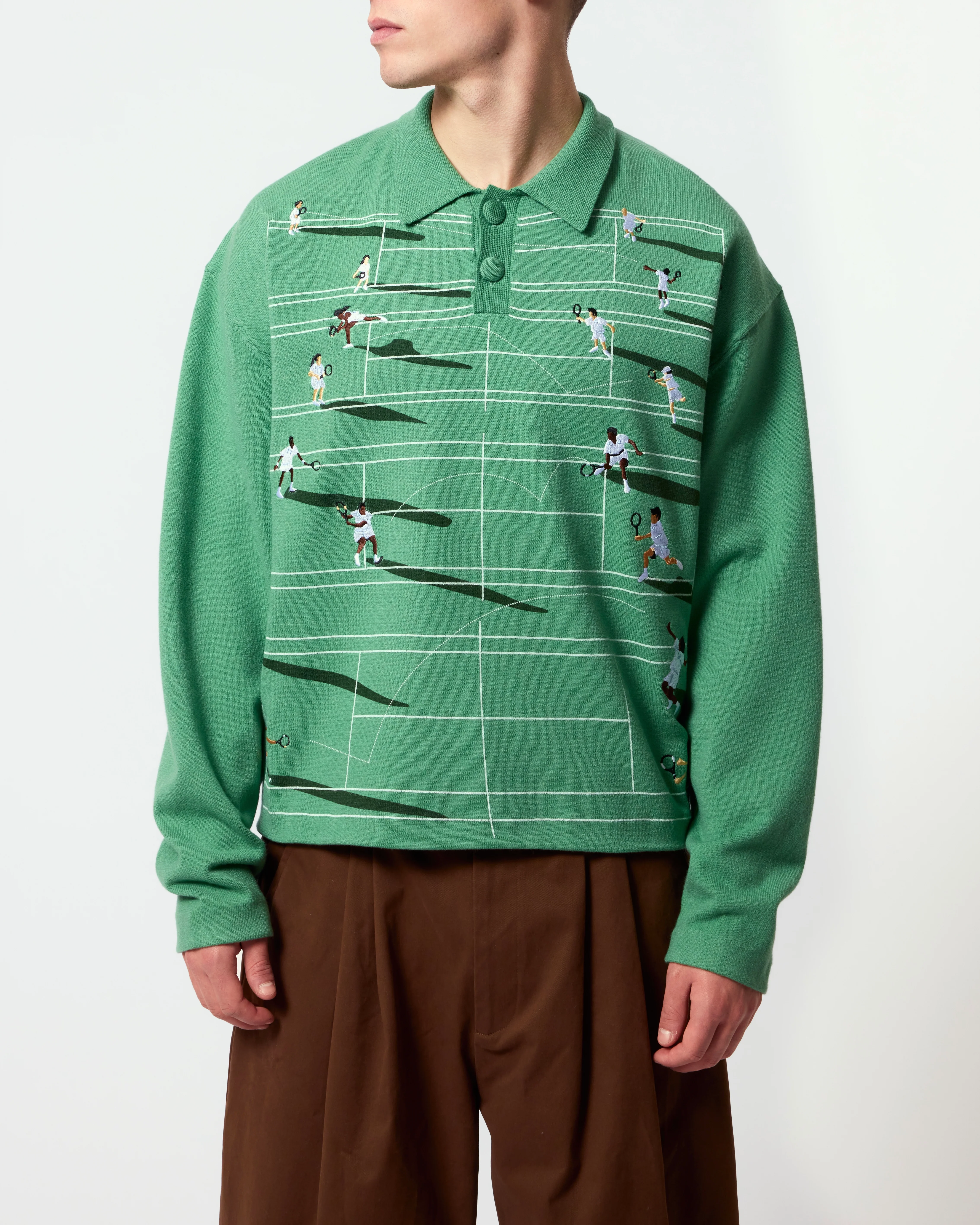 FINE KNIT TENNIS SWEATER - GRASS - Image 5