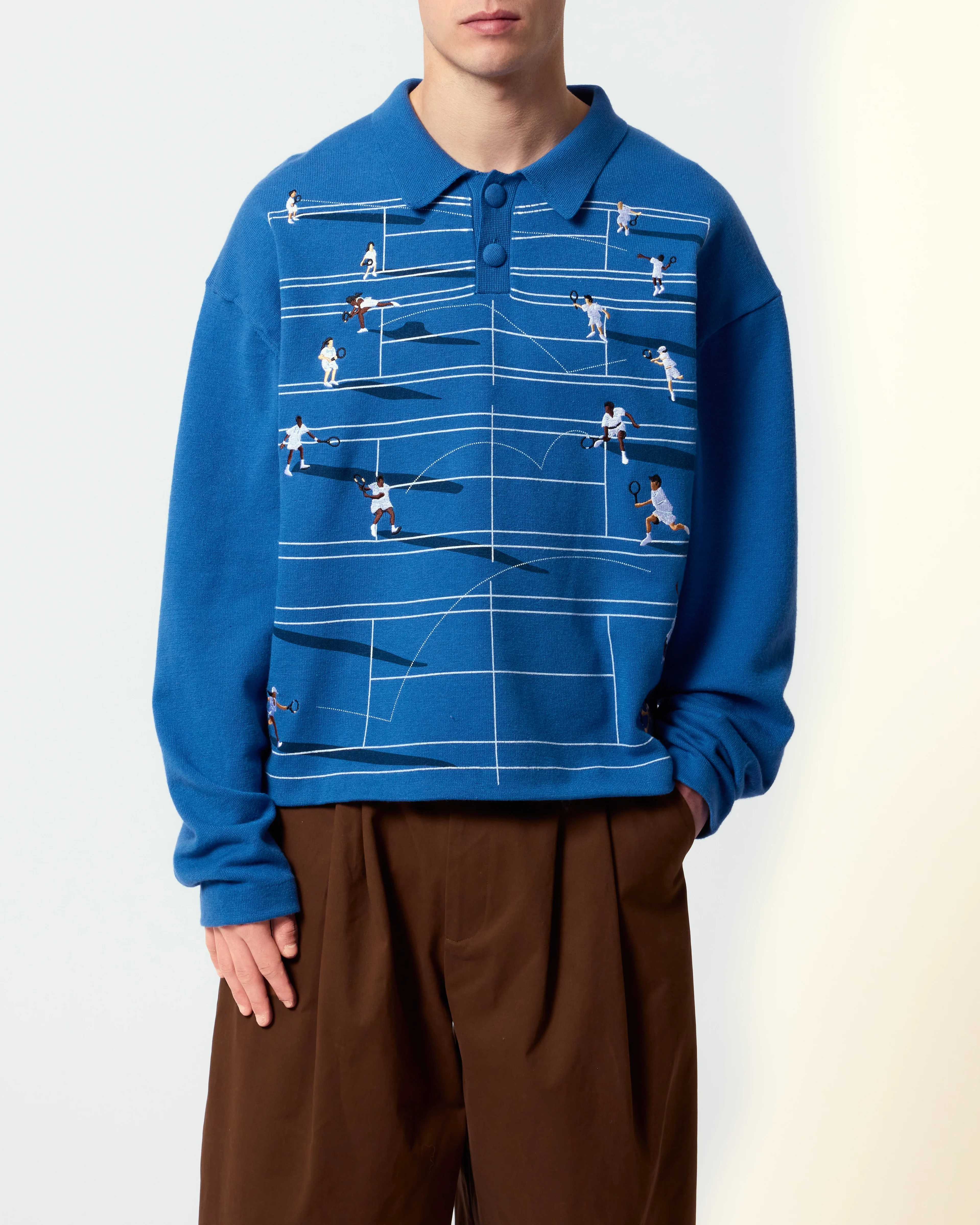 FINE KNIT TENNIS SWEATER - ASPHALT - Image 5