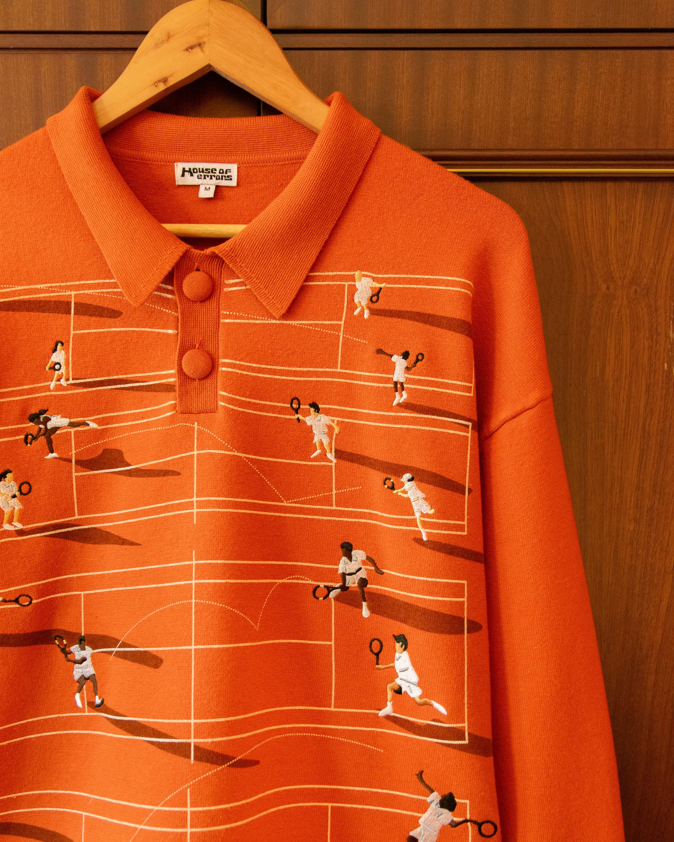 FINE KNIT TENNIS SWEATER - CLAY - Image 3