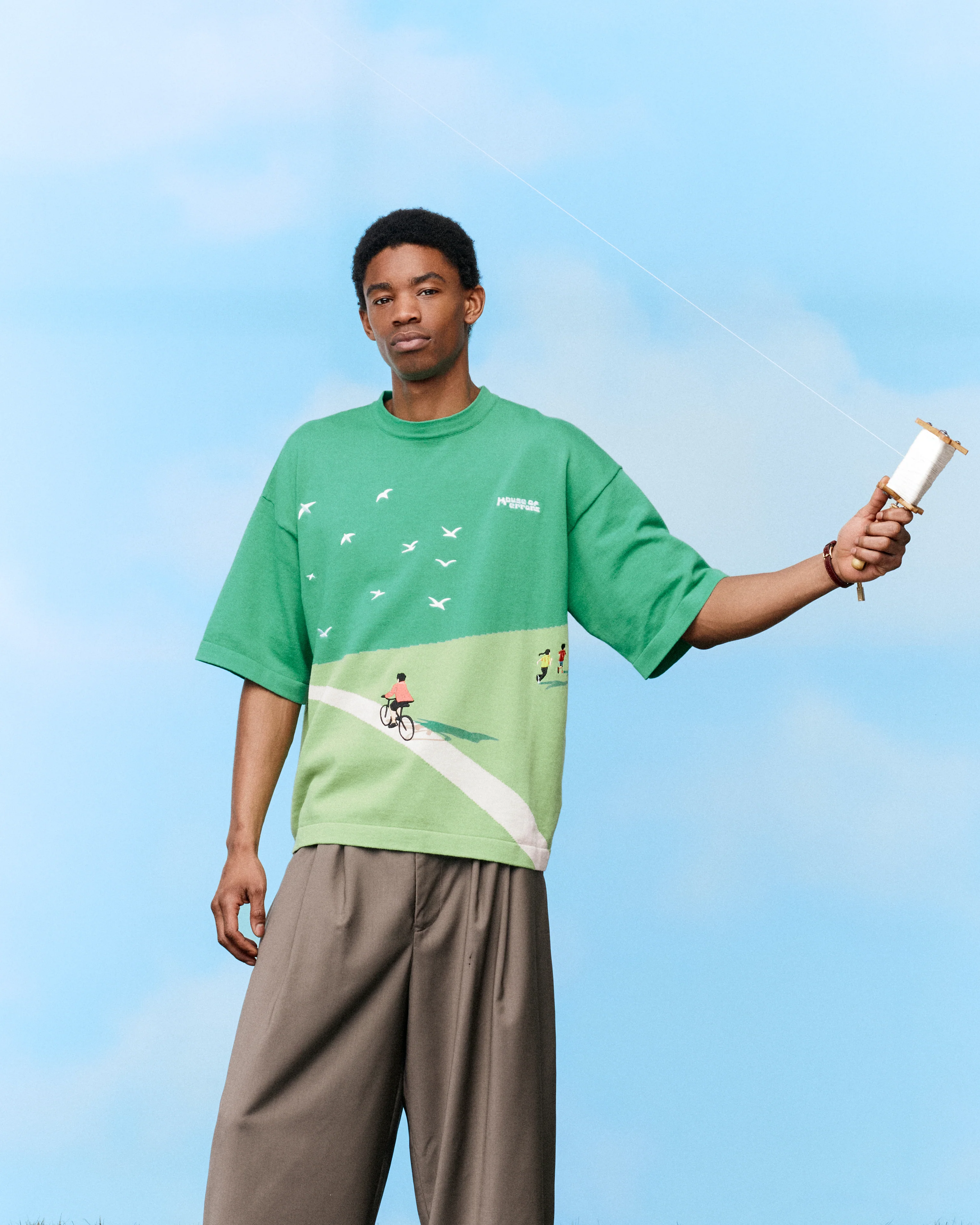 KNITTED COTTON BIKE RIDE TEE - Image 4