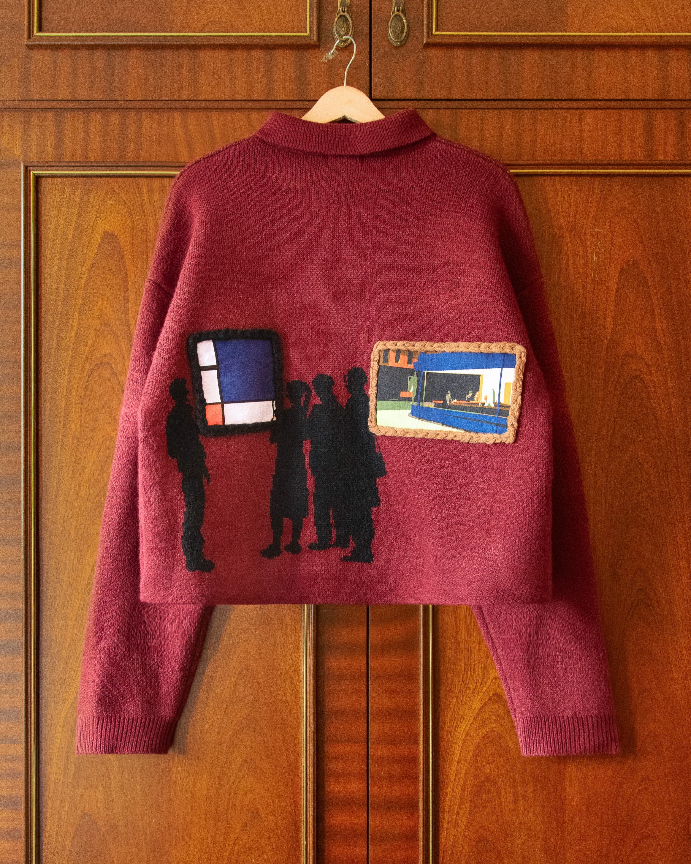 KNITTED GALLERY SWEATER IN BURGUNDY - Image 2