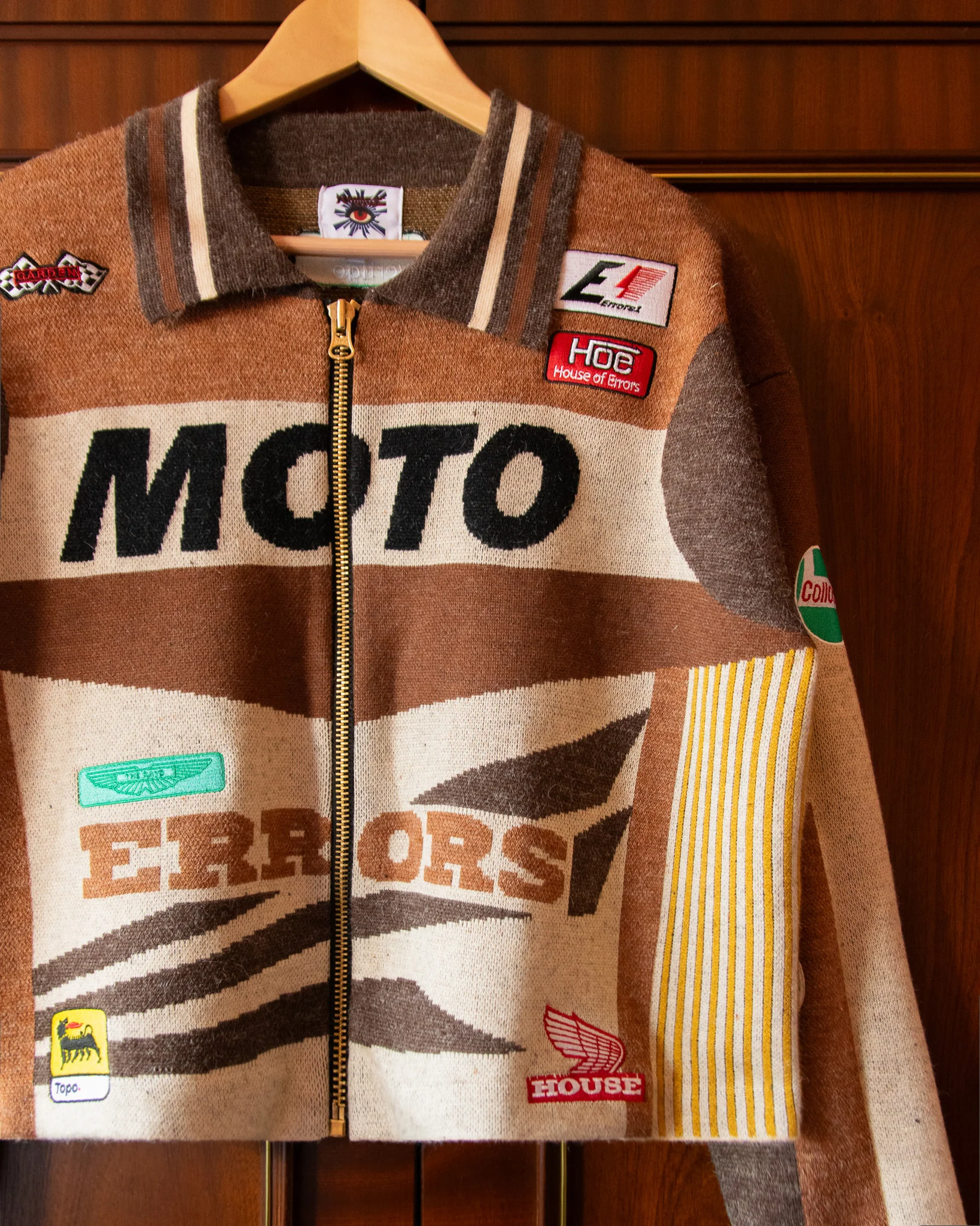 KNITTED MOTO JACKET IN BROWN - Image 5