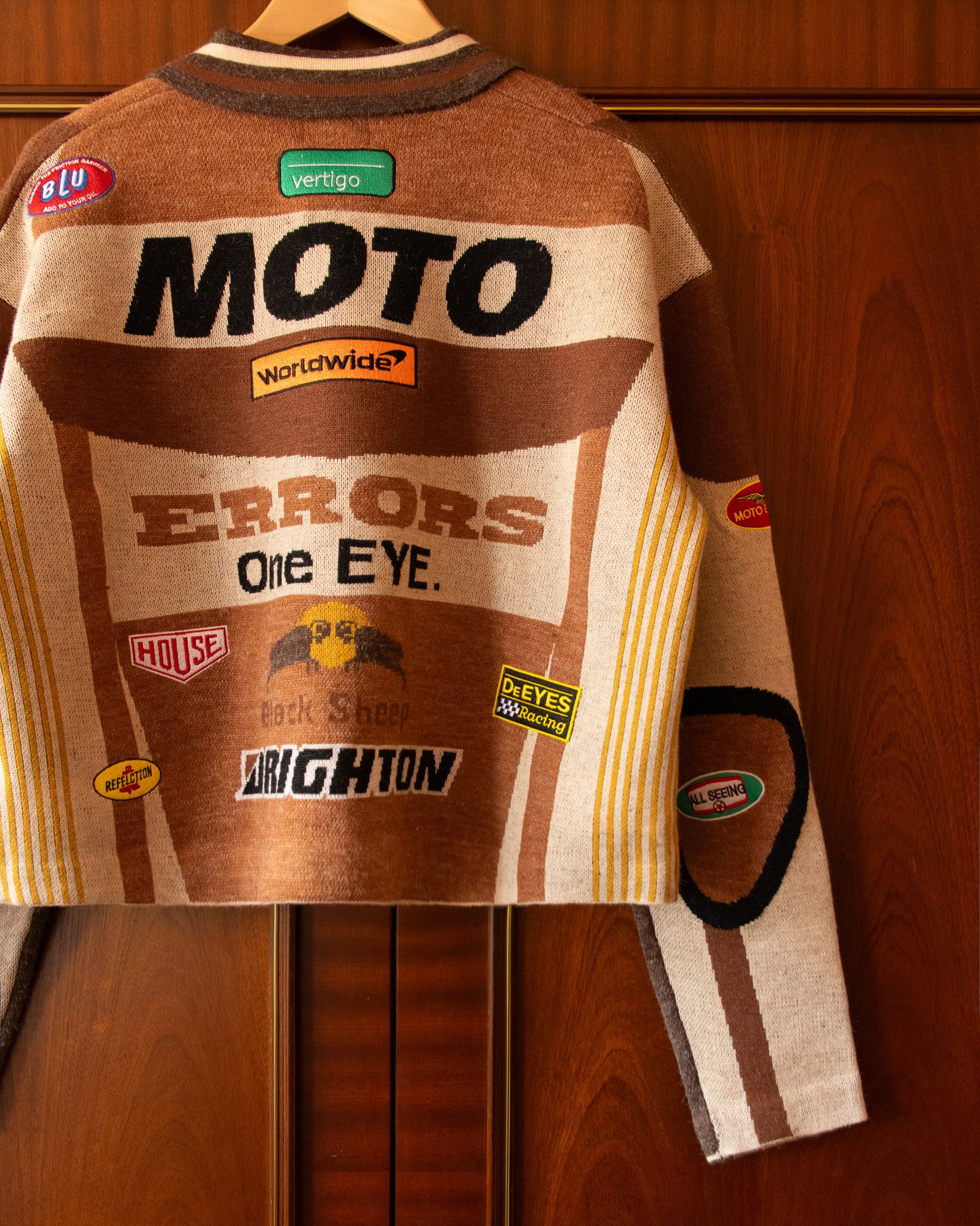 KNITTED MOTO JACKET IN BROWN - Image 6