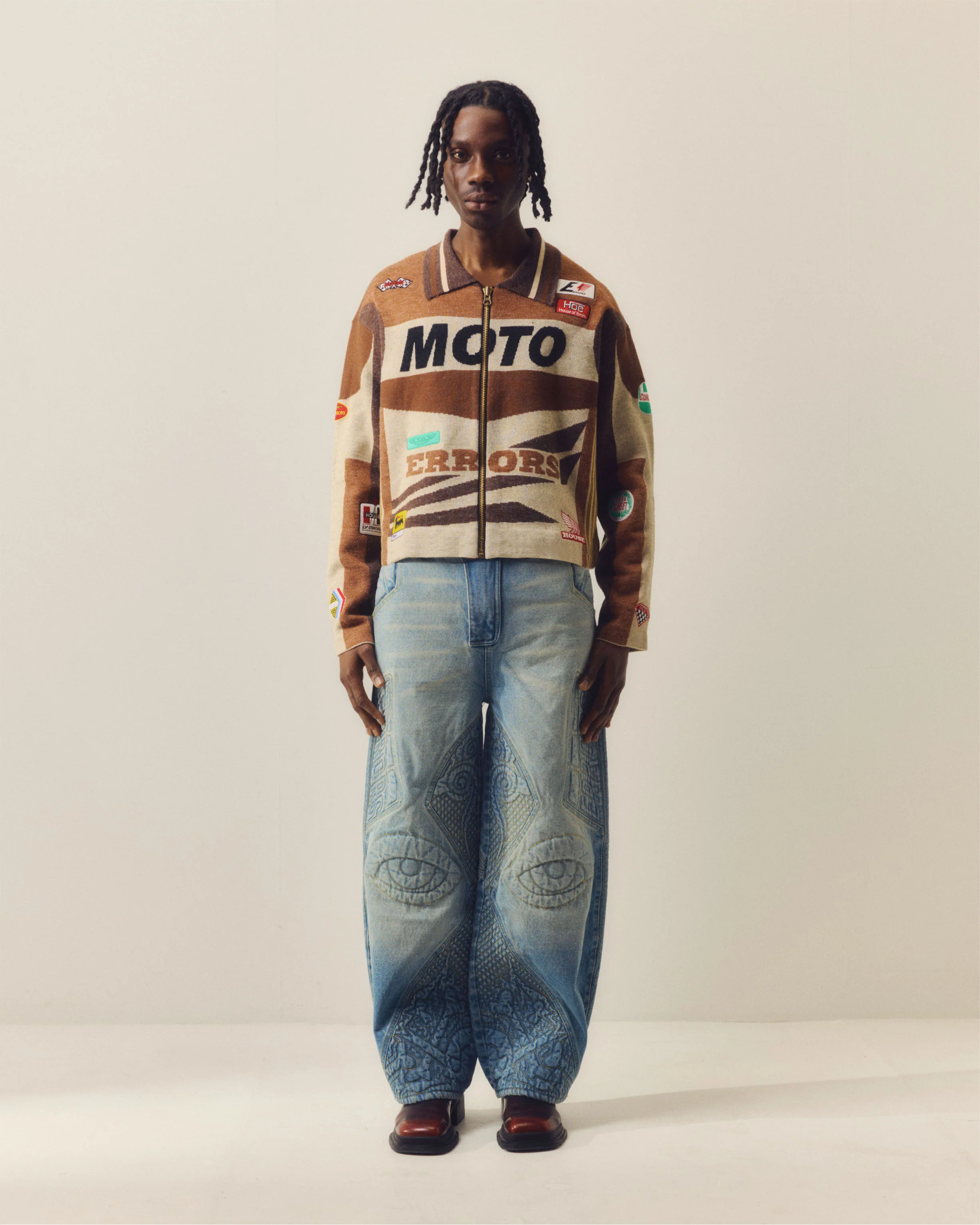 KNITTED MOTO JACKET IN BROWN - Image 7