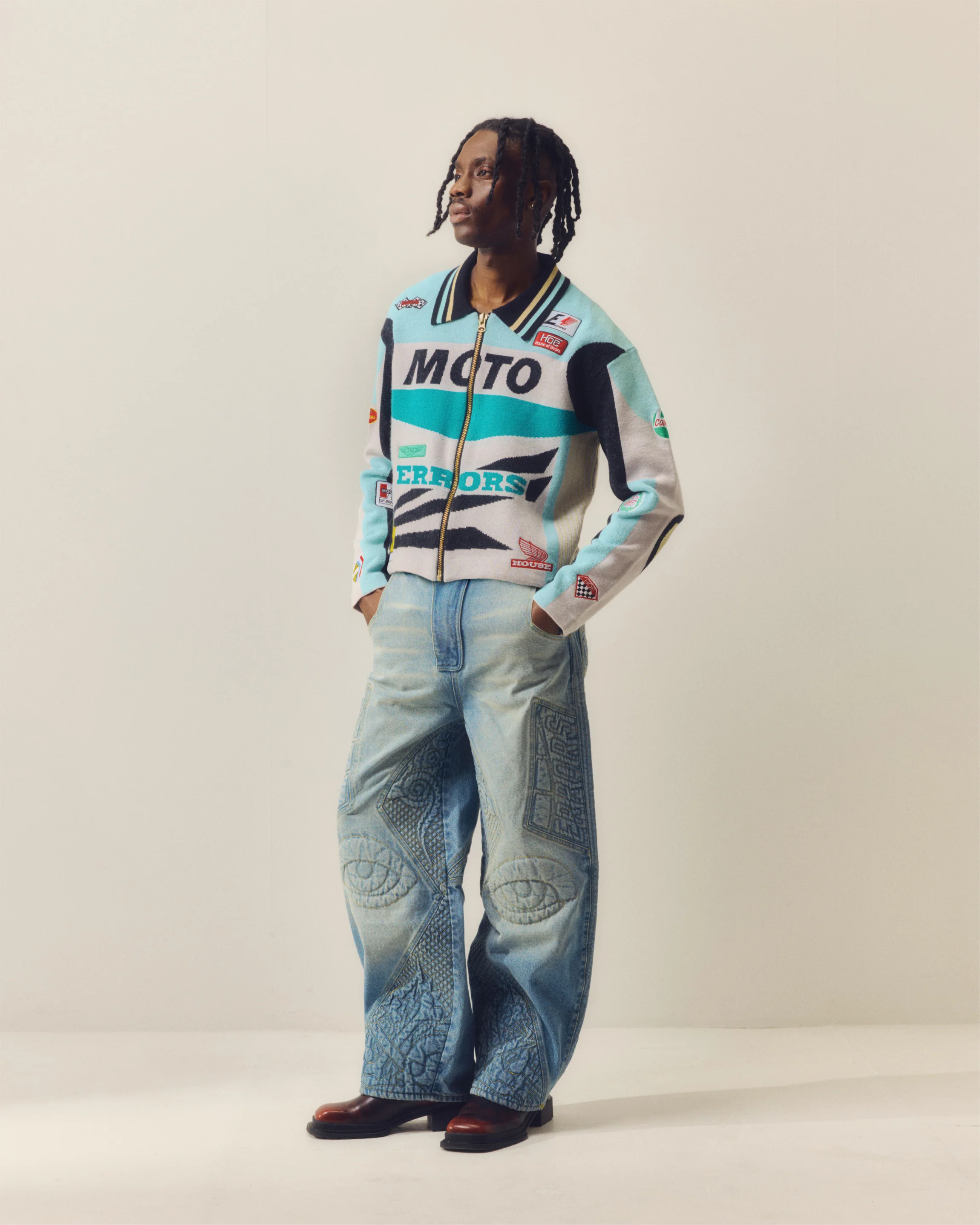 KNITTED MOTO JACKET IN NEPTUNE - Image 3