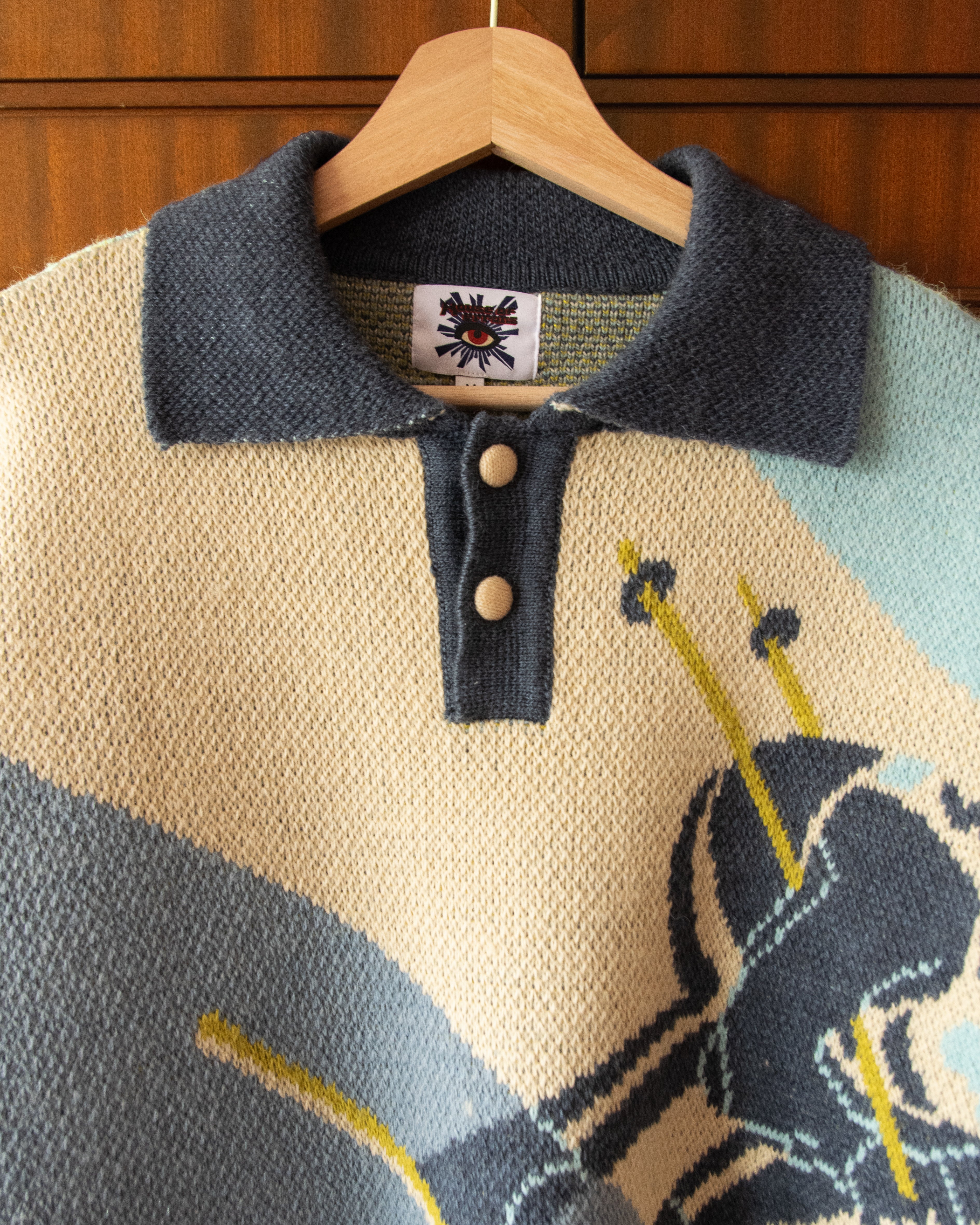 KNITTED SKI JUMPER WITH EMBROIDERED POSTCARDS - Image 8
