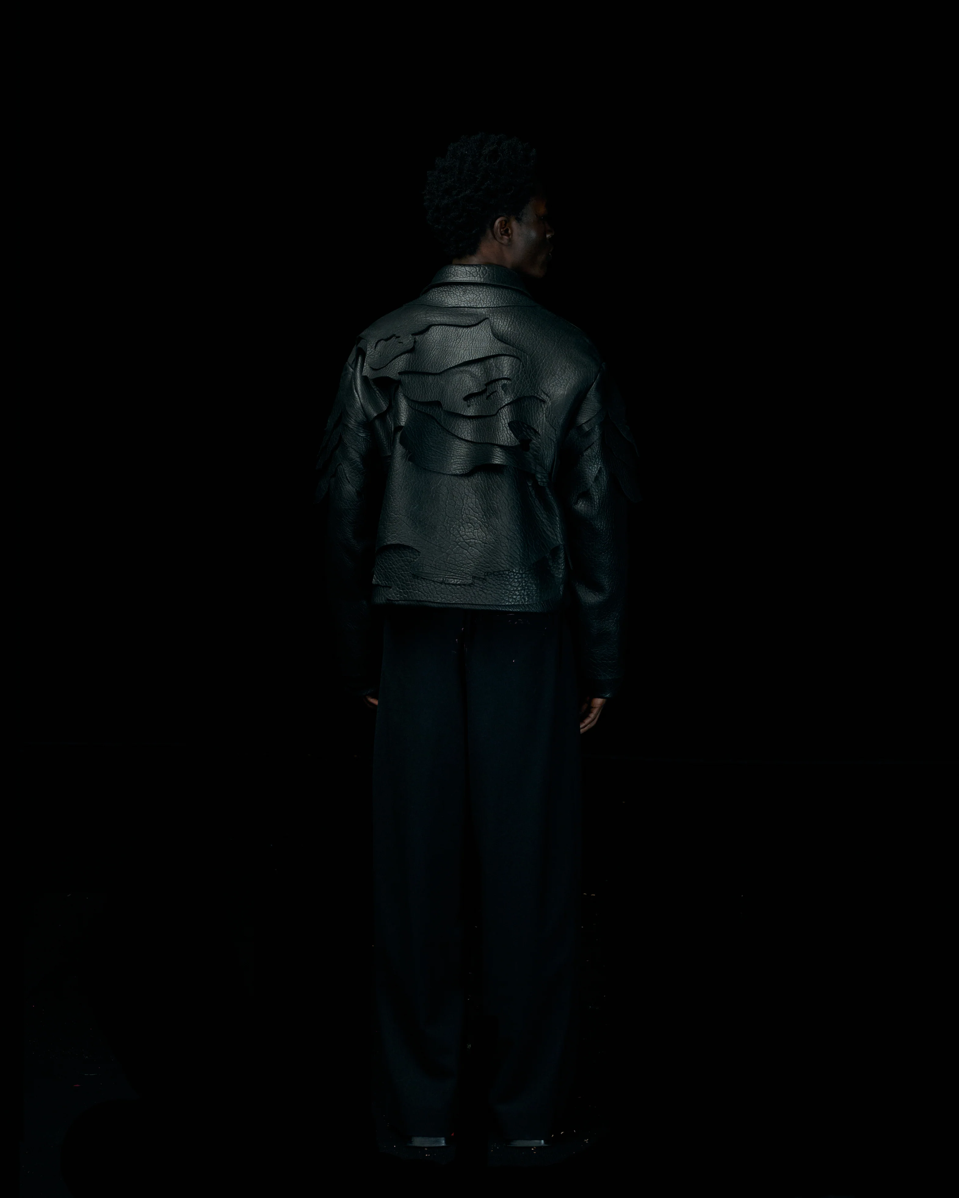 BLACK LEATHER TOPO JACKET - Image 4
