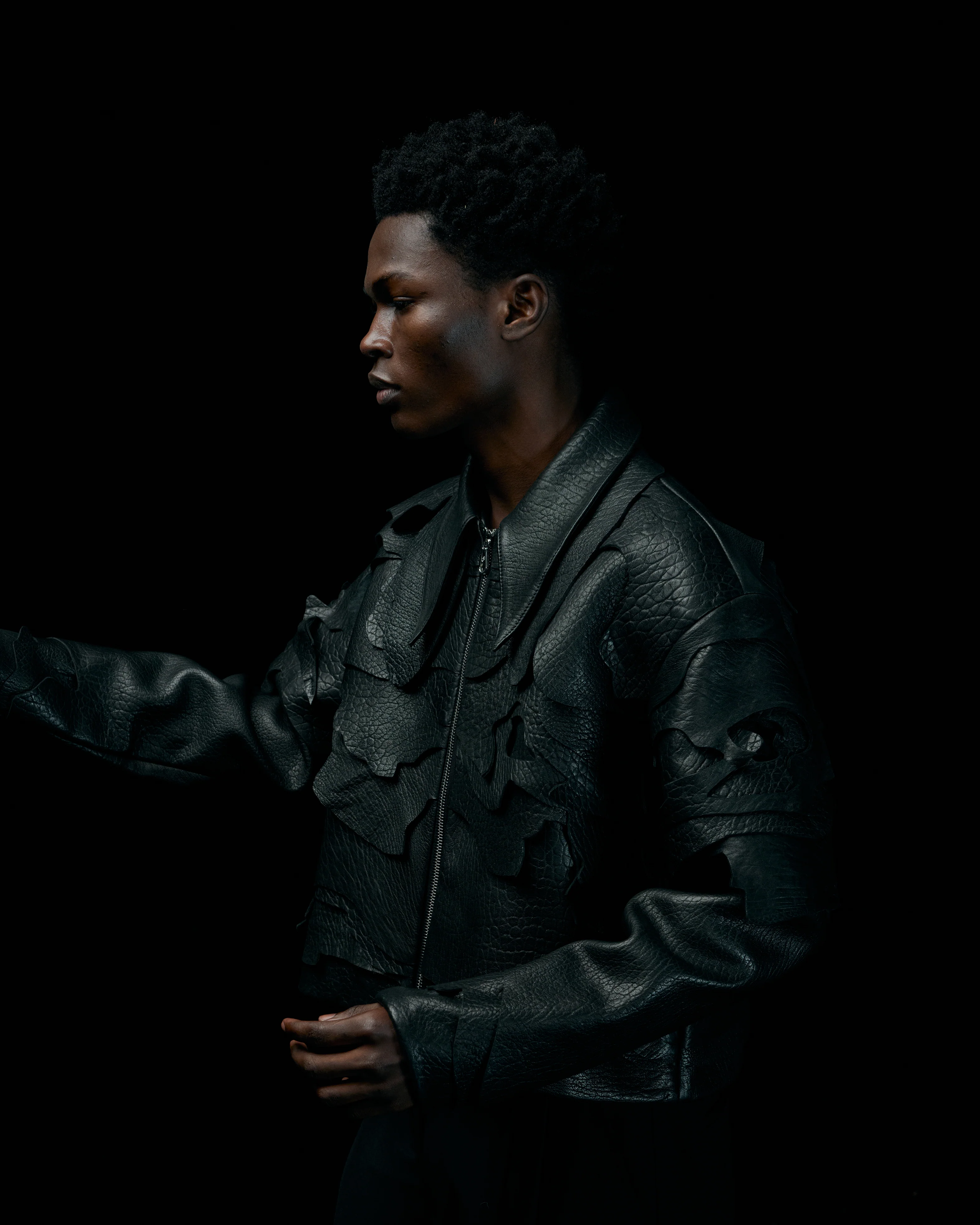 BLACK LEATHER TOPO JACKET - Image 5